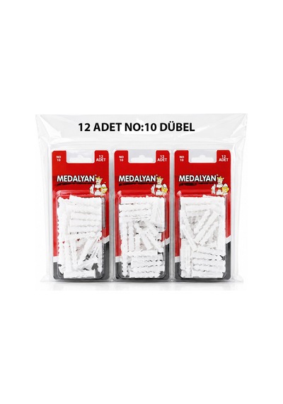 Medalyan Dl-48 Beyaz Plastik Dübel No 10 - 12 Adet- 12'li Paket Diğer
