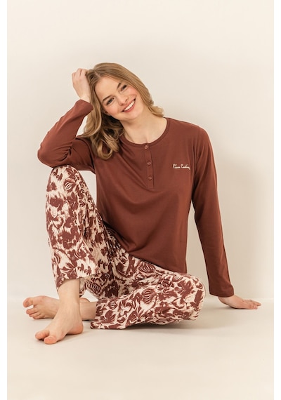 Pierre Cardin Kadın Kahverengi Uzun Kol Pijama Takım Pc9264-s-v1 Pc9264-s-v1