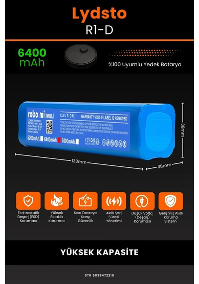 Lydsto R1D 6400mAh Robot Süpürge Bataryası