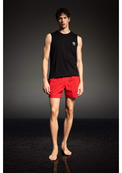 DeFactoFit Baskılı Kısa Boy Sporcu Deniz Şortu B5995AX24HSRD286 Kırmızı