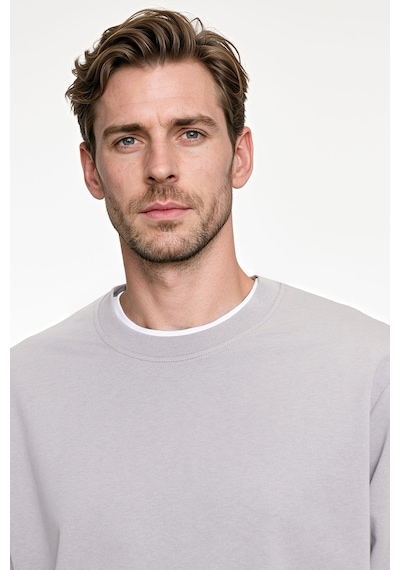 Ac&Co / Altınyıldız Classics Erkek Grı Pamuklu Standart Fit Normal Kesim 2 İplik Bisiklet Yaka Sweatshirt Gri