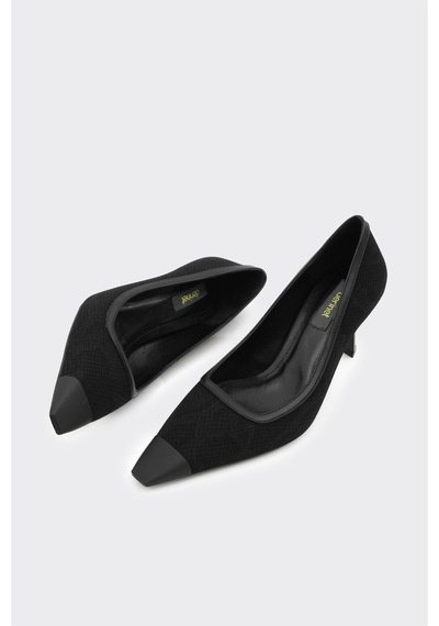 Derinet Alba Topuklu Stiletto Siyah Yılan Siyah Yılan