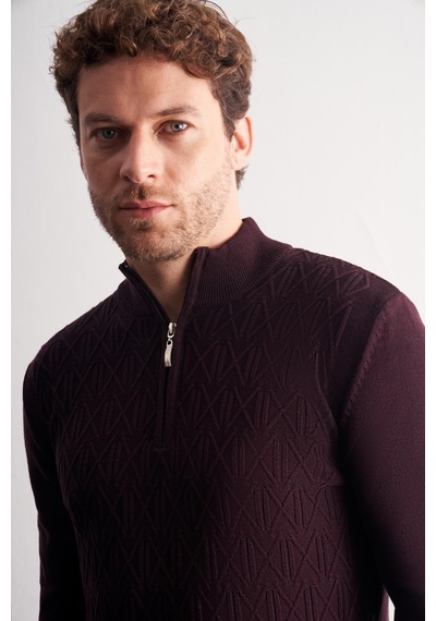 İmza Mürdüm Dik Yaka Uzun Kol Cepsiz Slim Fit Casual Pamuklu Triko Kazak 1012255108 Mürdüm İmza Mürdüm Dik Yaka Uzun Kol Cepsiz Slim Fit Casual Pamuklu Triko Kazak 1012255108 Mürdüm