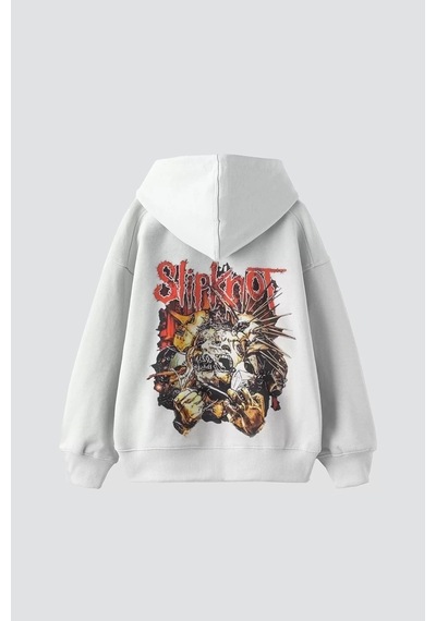 Startmore Slipknot Sırt Baskılı Beyaz Oversize Unisex Beyaz