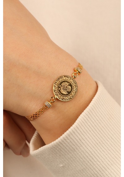 Çgk Çiğdem Gürel Kuyumculuk Çeyrekli Bismark Model Altın Bileklik Gold