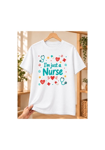Hemşire Baskılı Beyaz Tişört - Hemşireye Hediye Unisex