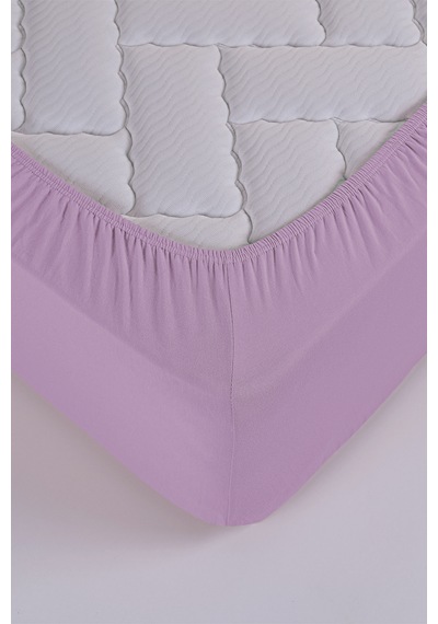 Penye-likralı Lastikli Çarşaf, 120 200 Tek Kişilik %100 Pamuk-elastan Örme Kumaş, 200 Gr/m² Lila