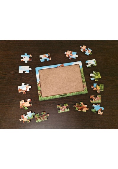 Maymunlar 16 Parça Eğitici Öğretici Ahşap Çocuk Puzzle Yapboz Bebek Çocuk Oyuncak