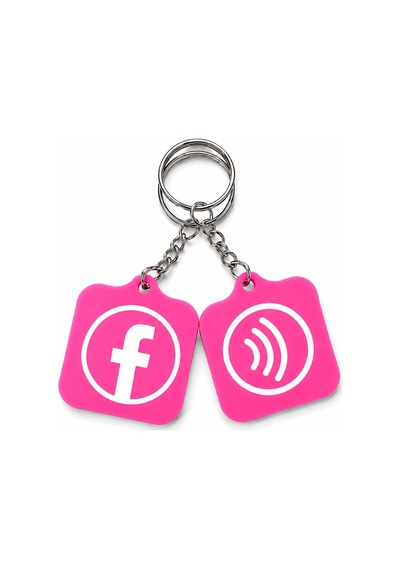 Sosyal Medya İkonlu Kişiselleştirilebilir Nfc Anahtarlık Pembe