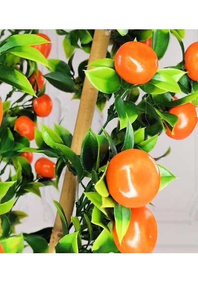 Yapay Ağaç Mandalina Ağacı 75Cm Gür Yapraklı Gümüş Paslanmaz Alem