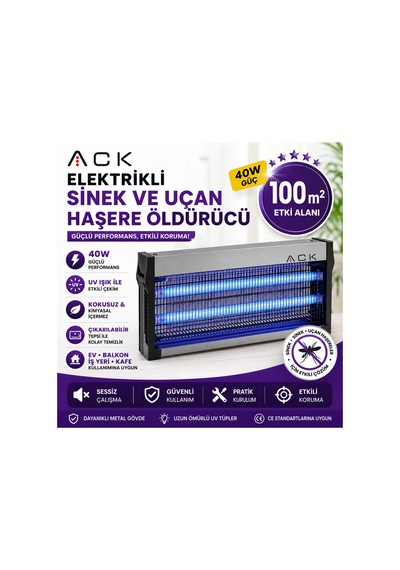 40w Elektrikli Sinek Ve Uçan Haşere Öldürücü Uv Işıklı 100 M²