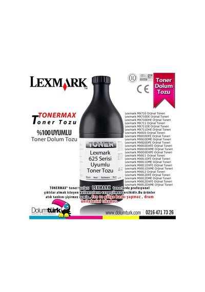 Lexmark 625 / 62D5000 Toner Tozu 250Gr./Mx710 / Mx711 / Mx810 / M