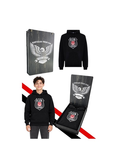 Beşiktaş Çocuk Kapüşonlu Sweatshırt Lazer Kutu Siyah