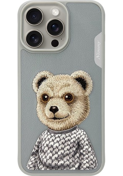 Nimmy Apple Uyumlu iPhone 15 Pro Max Gri Bear Series Telefon Kılıfı