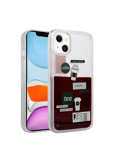 Apple Uyumlu iPhone 13 Kılıf Desenli Sıvılı Zore Drink Silikon Kapak NO2