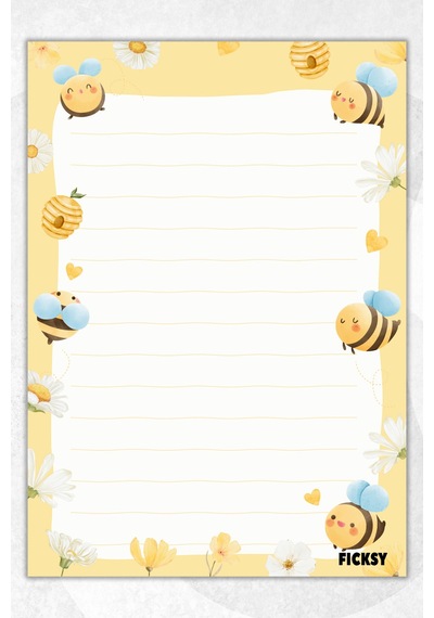 A5 Arı Bloknot Çizgili Defter - 50 Yaprak - Memopad - Notepad - Not Defteri - Not Kağıdı Sarı Sarı