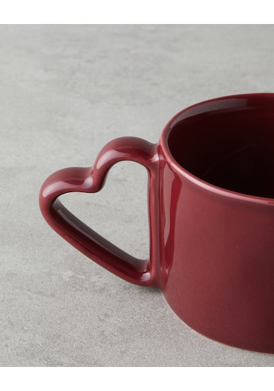 English Home Sweethearts Stoneware 2'li Kupa 285 Ml Bej Bordo Bej Bordo