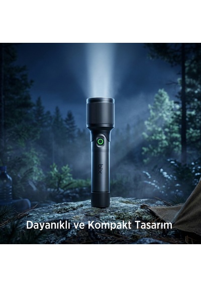 Bix Bx2132fl 24w Led, Max. 1000 Lümen Parlaklık 900 Metreye Kadar Menzilli 2000mah Kompakt El Feneri Metalik
