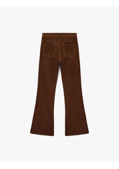 Koton Dar Kesim Düğmeli Cepli İspanyol Paça Kadife Pantolon - Flare Jeans Kahverengi 6wal40029mw Kahve Koton Dar Kesim Düğmeli Cepli İspanyol Paça Kadife Pantolon - Flare Jeans Kahverengi 6wal40029mw Kahve