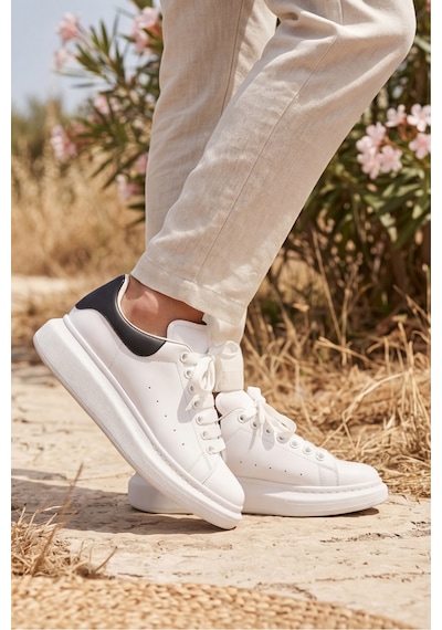 Liaquenn - Rahat Ve Hafif Yüksek Tabanlı Yürüyüş Günlük Spor Giy Çık Unisex Beyaz-siyah Sneaker ... Beyaz Siyah
