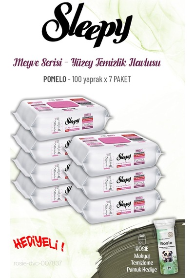 Sleepy 7 Paket Pomelo Yüzey Temizlik Havlusu 100 Yaprak Ve Rosıe Tekli