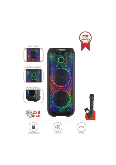 D64 Siyah Rgb Ledli Dahili Mikrofon Kumandalı Bluetooth Hoparlör Speaker-136280