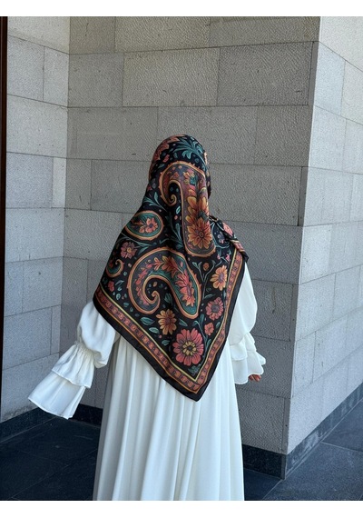 Qalortex Scarf Pamuklu Vintage Desen Eşarp-karma
