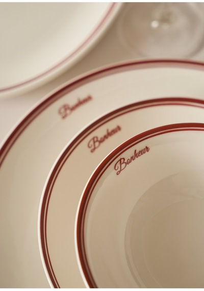 Bella Maison Bonheur Porselen 24 Parça 6 Kişilik Yemek Takımı Bordo Bordo