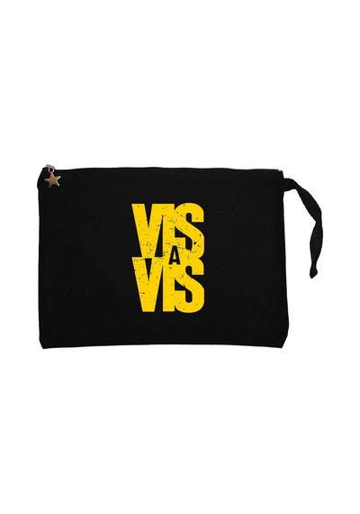 Vis A Vis Logo Siyah Clutch Astarlı Cüzdan / El Çantası
