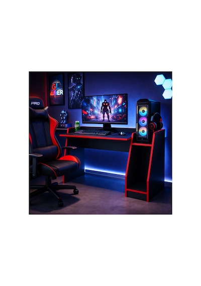 Livan Oyuncu Masası Gaming Bilgisayar Masası Geniş Çalışma Alanlı Modern Pc Ve Çalışma Masası Siyah - Kırmızı Livan Oyuncu Masası Gaming Bilgisayar Masası Geniş Çalışma Alanlı Modern Pc Ve Çalışma Masası Siyah - Kırmızı