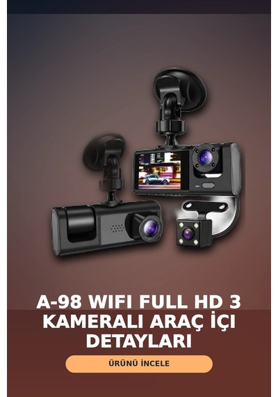1080p Full Hd 3 Kameralı Wi-fi Destekli Araç İçi Yol Kayıt Kamerası 170 Derece Geniş Açı