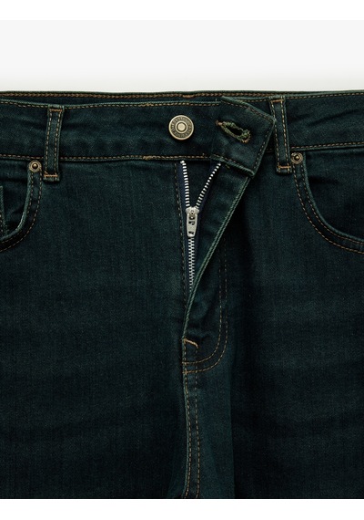 Koton Pamuklu Cepli Normal Bel Slim Fit Jean Pantolon - Brad Jean Petrol 7wam40335nd