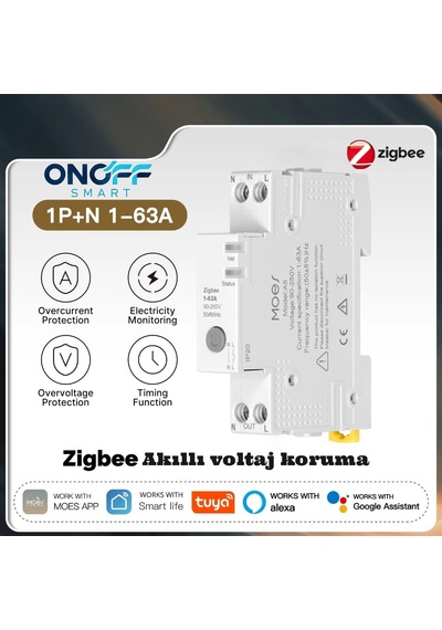 Onoff Tuya Zigbee Akıllı Yüksek Voltaj Düşük Voltaj Güc Tüketimi Zamanlama Uzaktan Kontrol Anahtar Röle 63 Amper