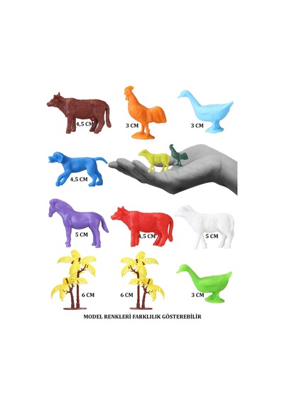 Toy Play 48 Parça Renkli Mini Çiftlik Hayvanları Figür Seti 4-6 Cm Sku676