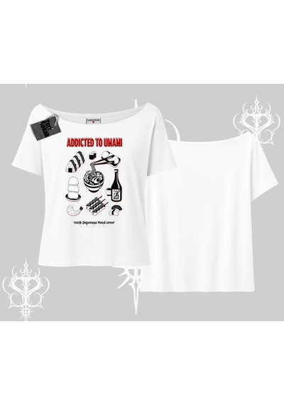Tarzsokak Kayık Yaka Tshirt Japon Mutfağı Umami Temalı Baskılı Beyaz