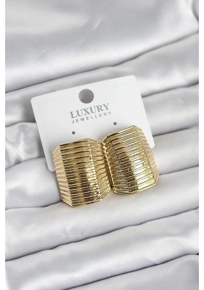 Mey İthalat Gold Renk Pirinç Vintage Esintili Statement Küpe Çok Renkli