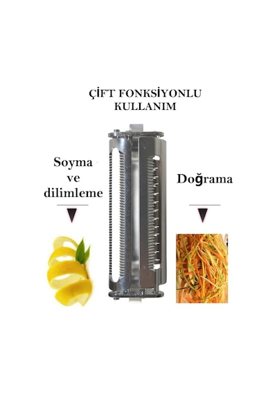 Çift Foksiyonlu Jülyen Meyve Sebze Soyacak Salatalık Havuç Elma Kabak Soyacağı Gri Diğer