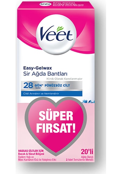 Veet Hassas Ciltler için Bacak ve Vücut Bölgesi Sir Ağda Bantları 20'li