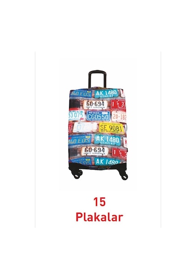 My Saraciye My 15 Plakalar Valizler İçin Kılıf Seti Kabin Orta Ve Büyük Çok Renkli