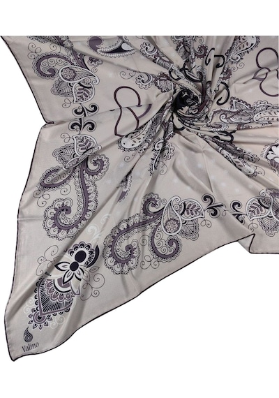 Mim Eşarp Mısırlı Eşarpları Mısırlı Eşarp Alize Krep Etnik Desenli Eşarp 140x140 Cm Açık Krem - Kahve