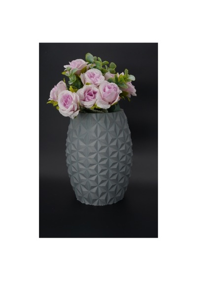 Modern Dekoratif Şık Vazo 20 Cm Gri Gri