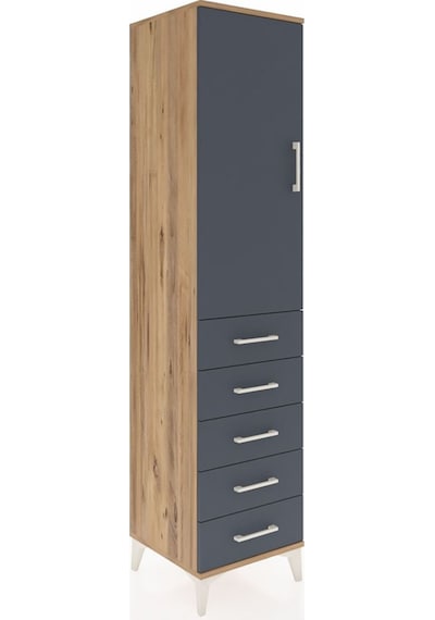 Hyperion Dolap 3 Raflı 5 Çekmeceli Tek Kapaklı 44x44x195 Çam-... Çam