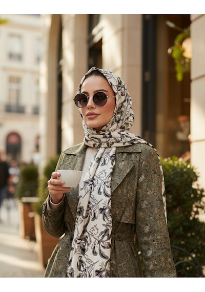 Vivid Floral Desen Pure Touch Koton Şal 75x185cm Çok Renkli