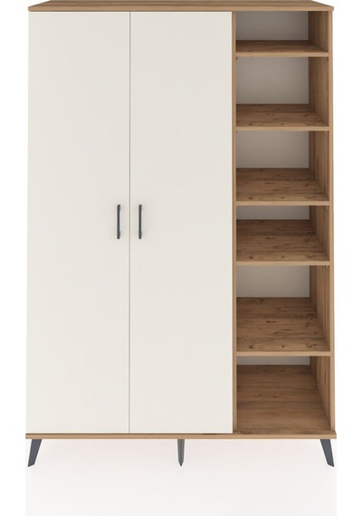 Hyperion Dolap 7 Raflı 2 Kapaklı Tek Askılı 132x44x195 Çam-ay... Çam