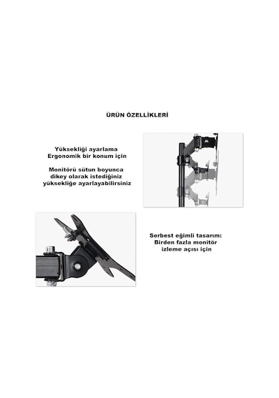 Dailytech Masaüstü Ayarlanabilir 14-32” Çift Kol Monitör Tutucu