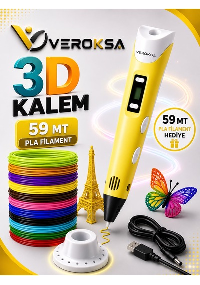 3d Kalem - 3d Yazıcı Kalem 59 Mt Filamentli Sarı