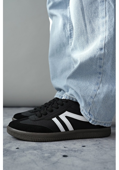 Muggo Garcia Garantili Unisex Ortopedik Günlük Bağcıklı Yürüyüş Koşu Sneaker Spor Ayakkabı Siyah