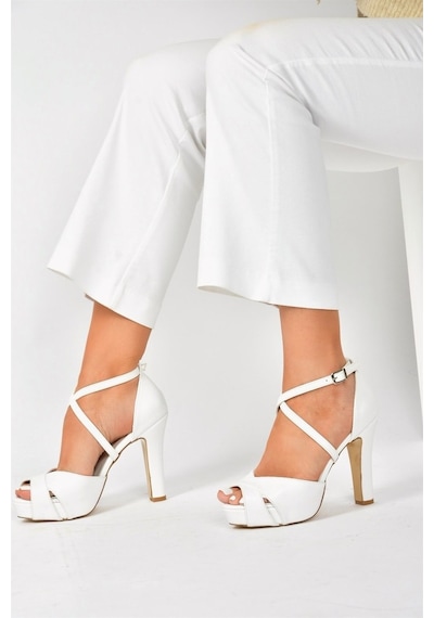 Fox Shoes Beyaz Platform Kalın Topuklu Kadın Ayakkabı M348010209