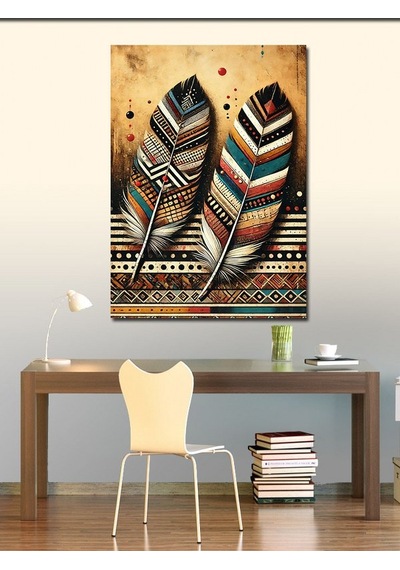 Kanvas Tablo Kabile Desenli Tüyler 100cmx140cm