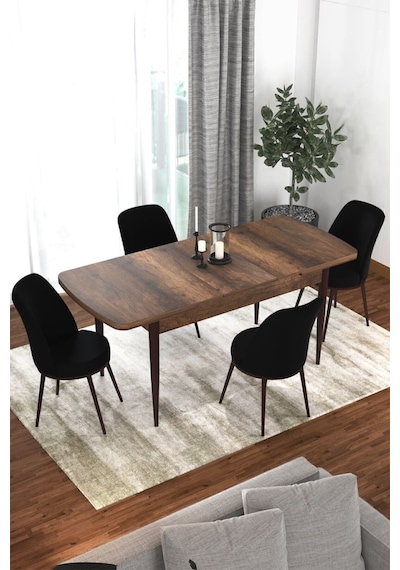 Canisa Concept Kor Serisi 70x114 Açılabilir Mutfak Masası Takımı Barok Desen Masa 4 Siyah Sandalye Masa Barok Ahşap 4 Siyah Sandalye Canisa Concept Kor Serisi 70x114 Açılabilir Mutfak Masası Takımı Barok Desen Masa 4 Siyah Sandalye Masa Barok Ahşap 4 Siyah Sandalye